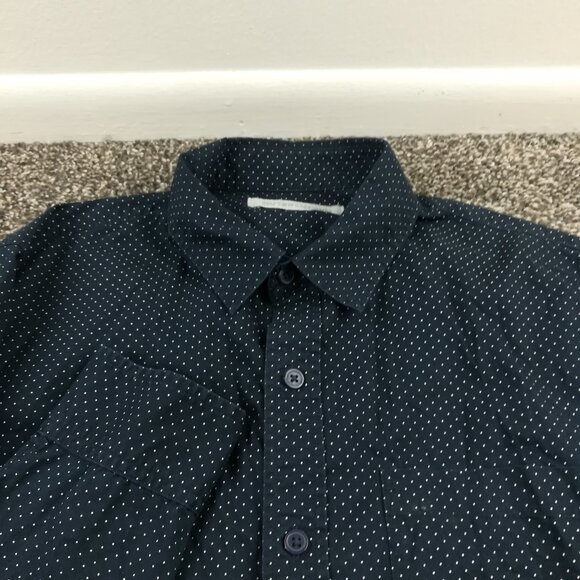 Outerknown Shirt Organic Cotton Polka Dot Navy Blue L/S Button Up Mens Small - Picture 1 of 9